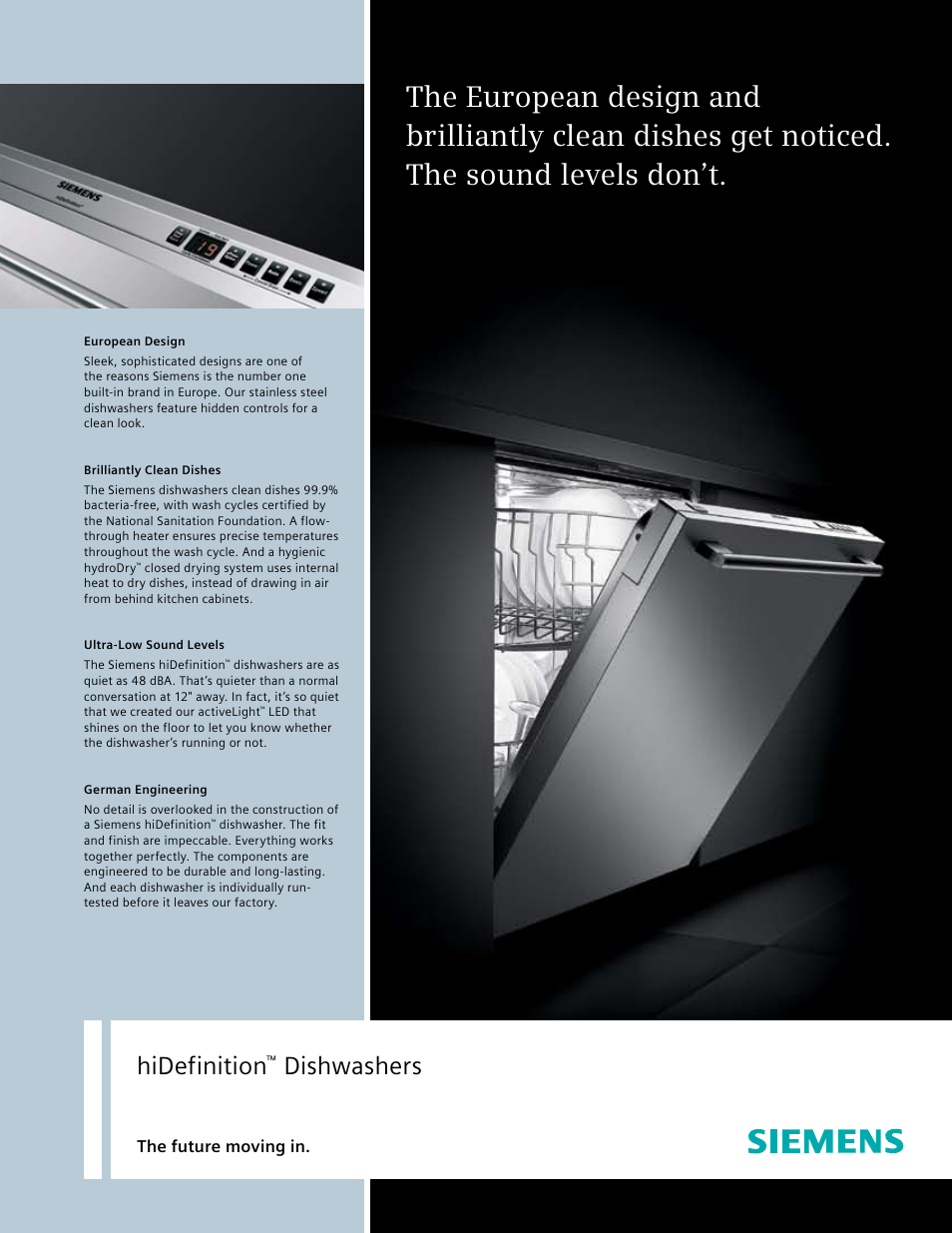 Siemens hiDefinition 48 dBA Dishwasher User Manual | 2 pages