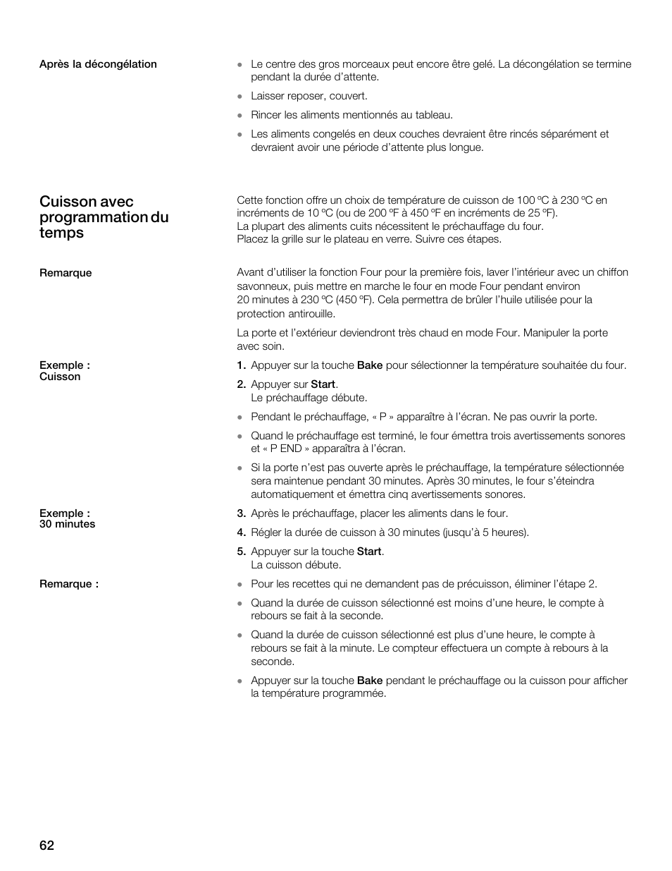 Cuisson avec programmation du temps | Siemens 30 Convection Microwave User Manual | Page 62 / 136
