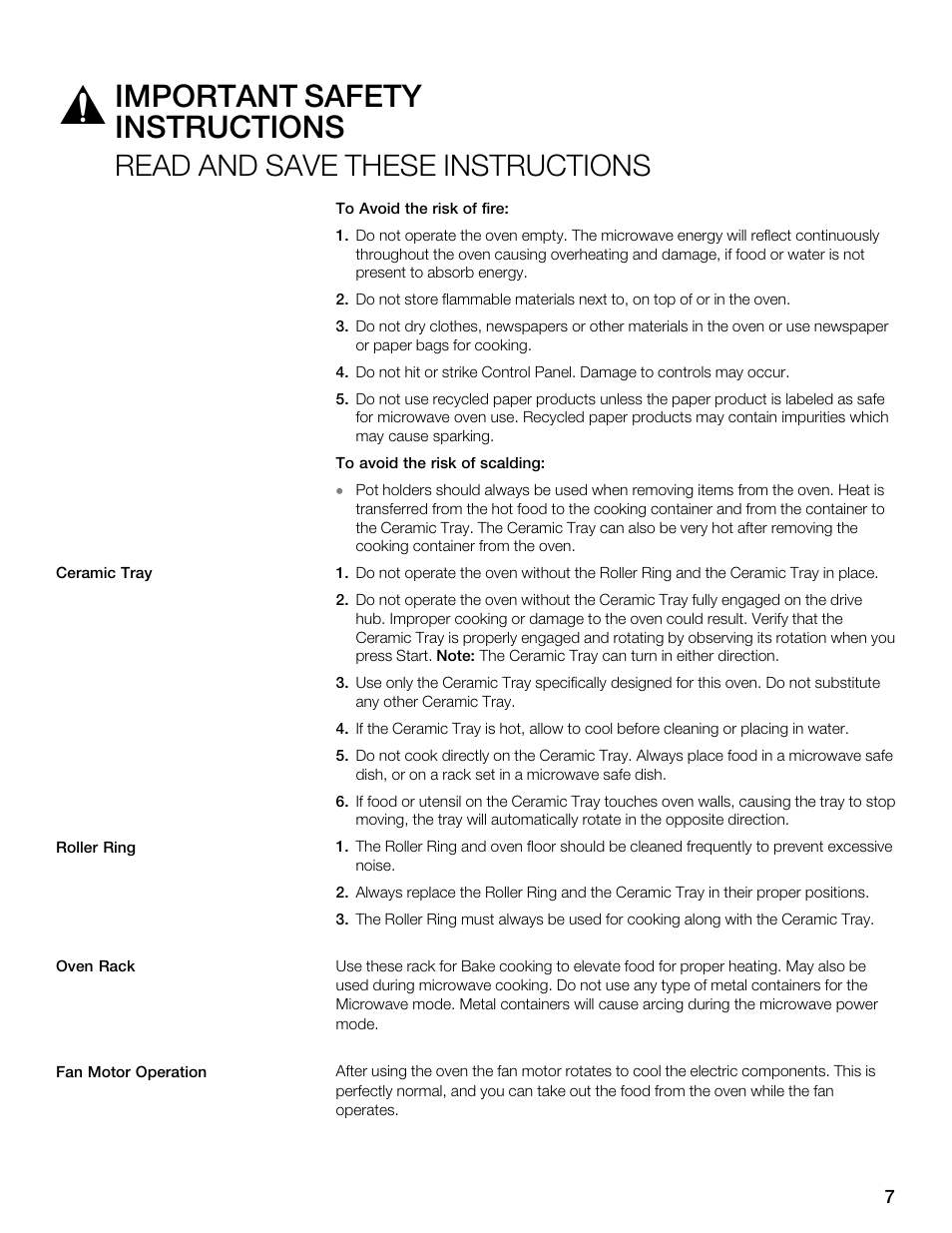 Important safety instructions, Read and save these instructions | Siemens 30 Convection Microwave User Manual | Page 7 / 136