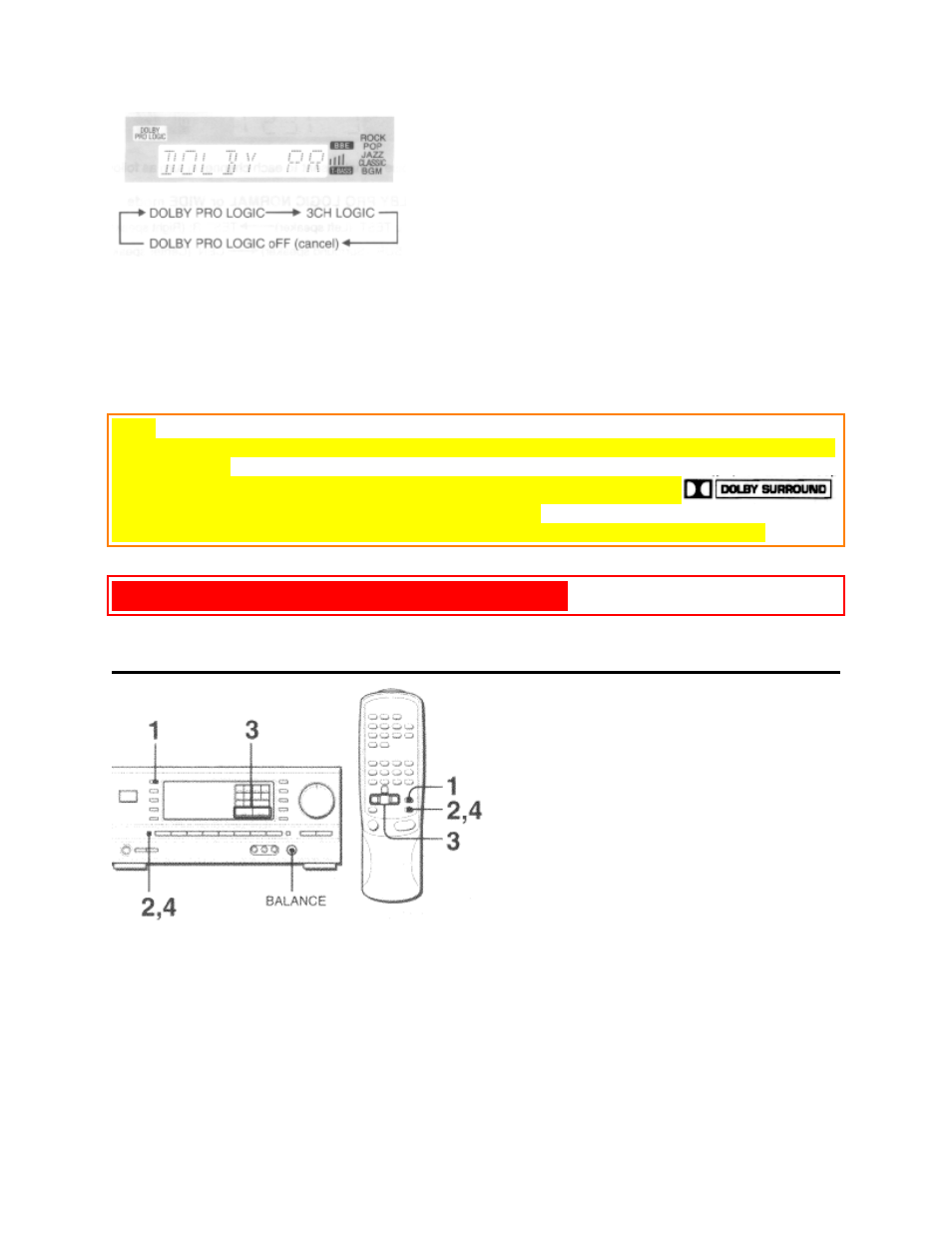 Dolby pro logic (cont.) pg. 13, Adjusting speaker level balance | Aiwa AV-DV500 User Manual | Page 22 / 28