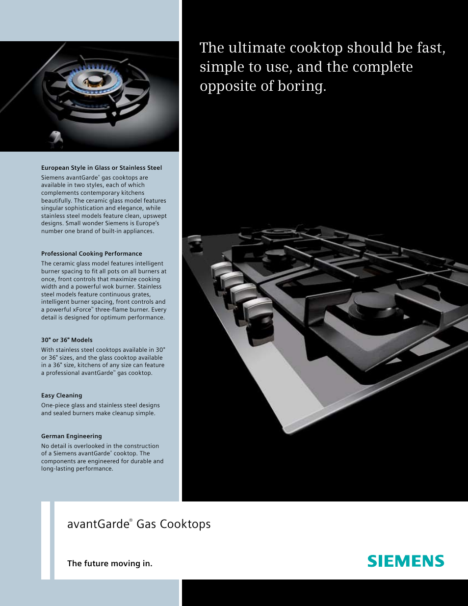 Siemens 30inc Stainless Gas Cooktop User Manual | 2 pages