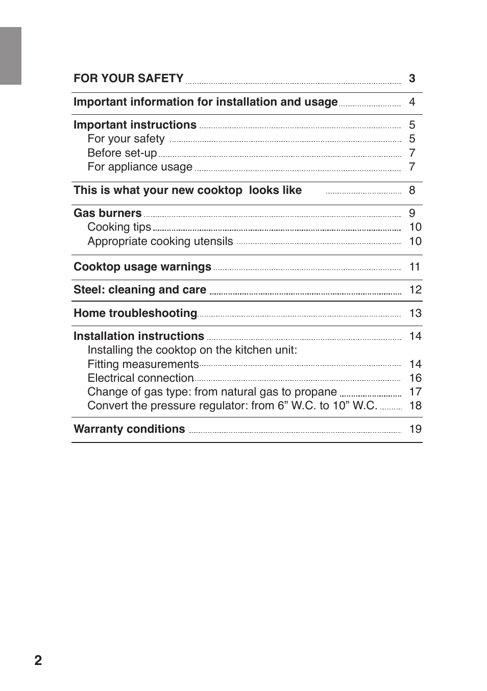 Siemens 36inc Stainless Gas Cooktop User Manual | Page 2 / 57