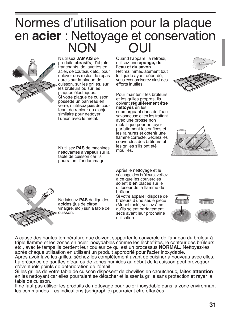 Non oui | Siemens 36inc Stainless Gas Cooktop User Manual | Page 31 / 57