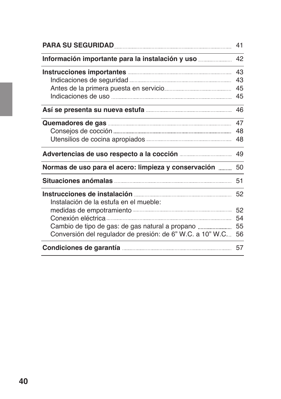 Siemens 36inc Stainless Gas Cooktop User Manual | Page 40 / 57