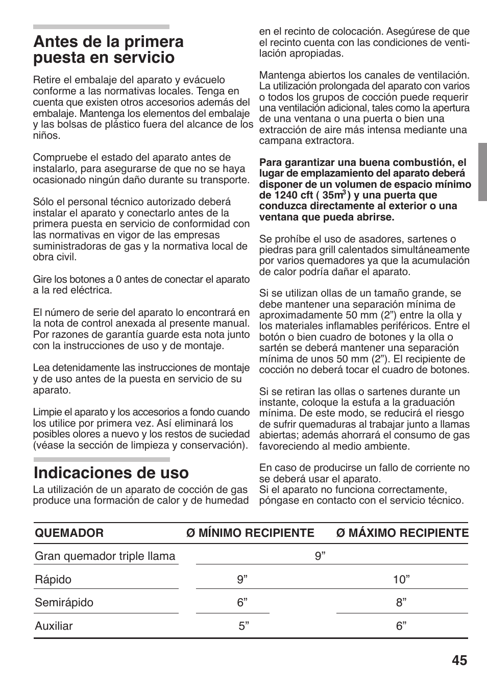 Siemens 36inc Stainless Gas Cooktop User Manual | Page 45 / 57