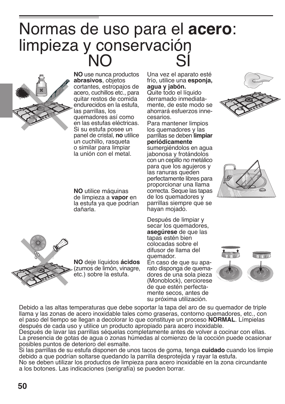 No sн | Siemens 36inc Stainless Gas Cooktop User Manual | Page 50 / 57