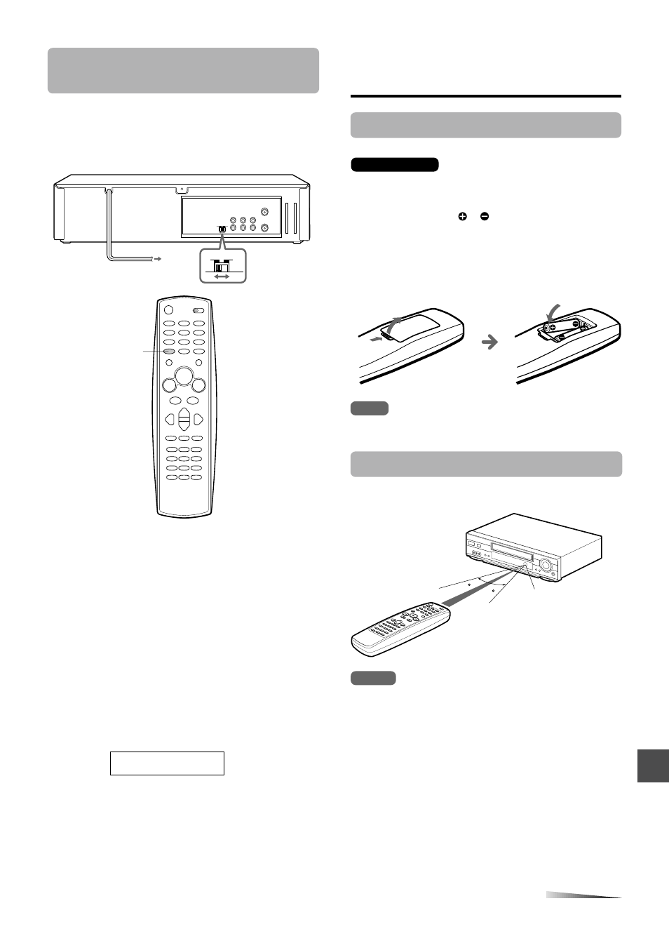 Preparación del controlador remoto, Ajuste para recepción de la grabadora, Inserción de las pilas | Utilización del controlador remoto, Si conecta un televisor con un cable de antena | Aiwa HV-FX9000U User Manual | Page 56 / 118