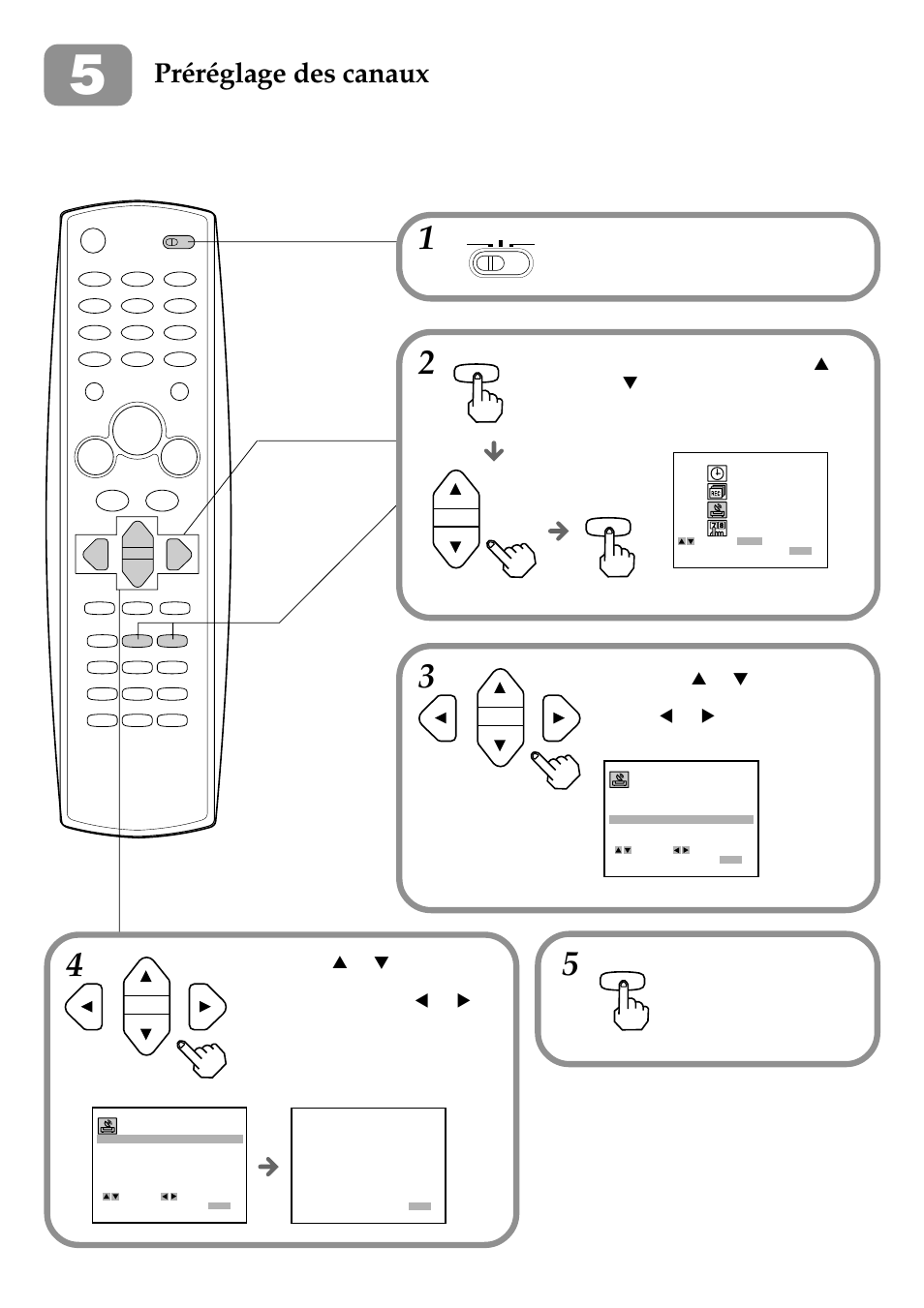 Préréglage des canaux, Menu, Vcr/catv/dbs/ tv | Aiwa HV-FX9000U User Manual | Page 86 / 118