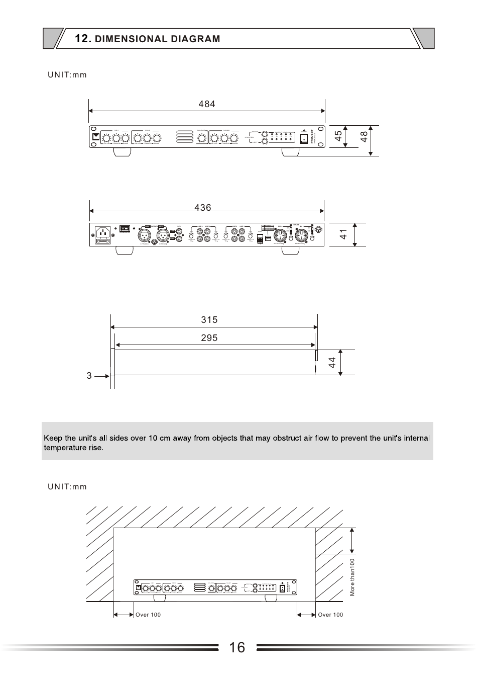 Т³гж 16, Dimensional diagram, U n i t: m m | Power | t&mSystems Project MIX241 User Manual | Page 16 / 17