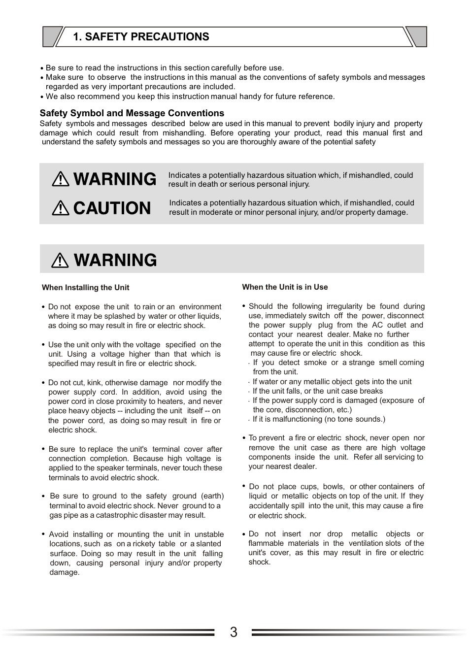 Т³гж 3, Safety precautions | t&mSystems Project MIX241 User Manual | Page 3 / 17