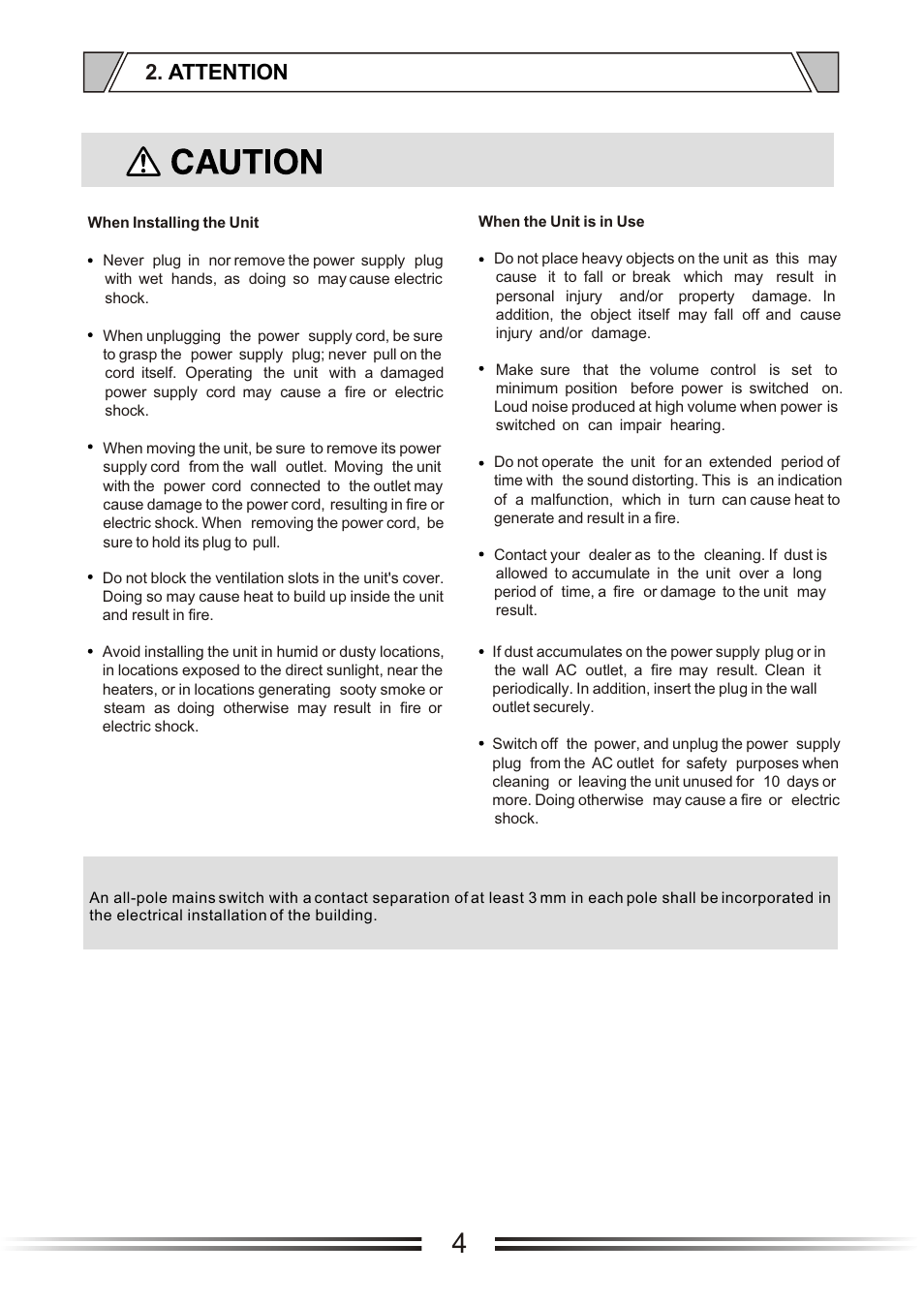 Т³гж 4, Attention 2 | t&mSystems Project MIX241 User Manual | Page 4 / 17
