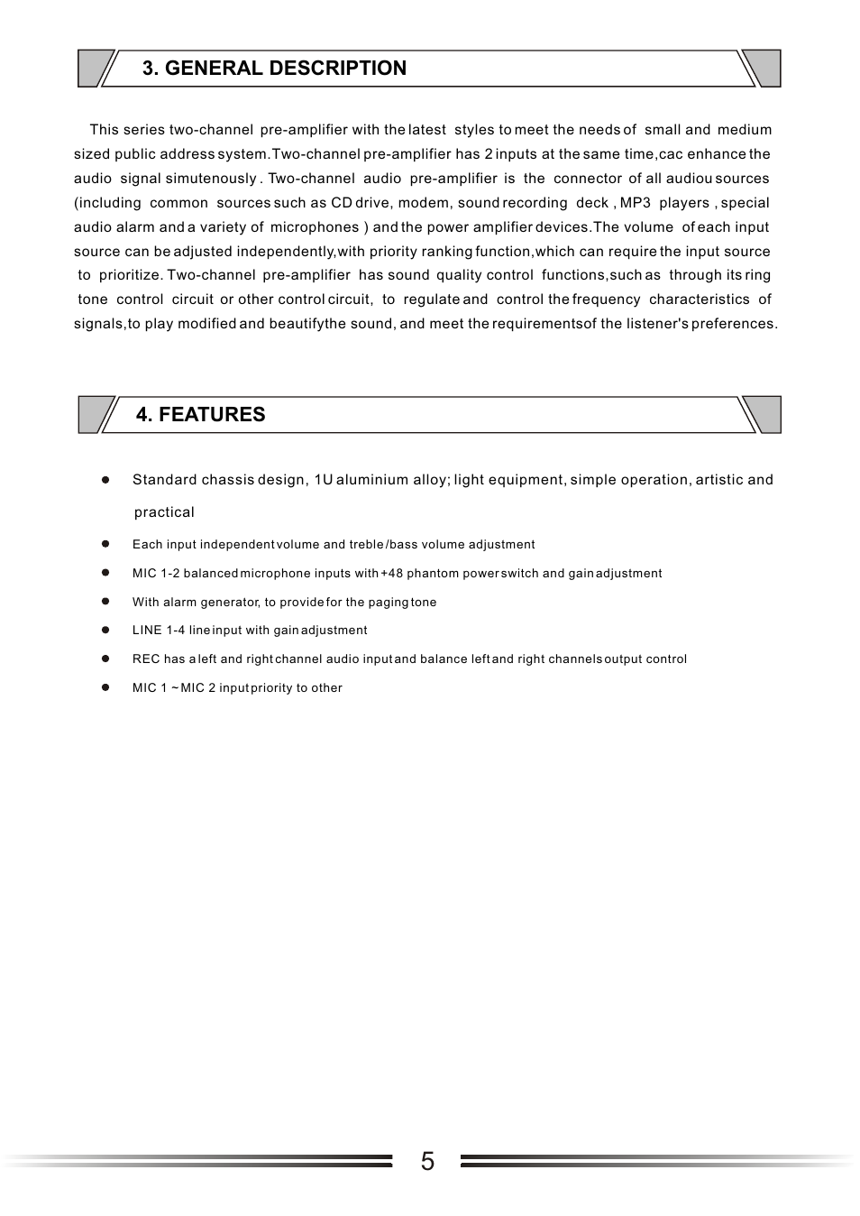 Т³гж 5, Features 3. general description | t&mSystems Project MIX241 User Manual | Page 5 / 17