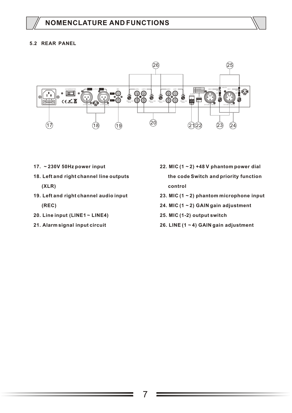 Т³гж 7, Nomenclature and functions | t&mSystems Project MIX241 User Manual | Page 7 / 17