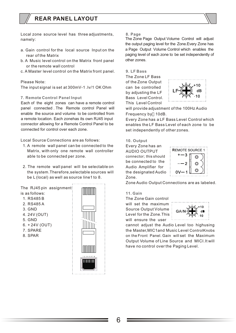 Т³гж 10, Rear panel layout | t&mSystems Project MIX818 User Manual | Page 10 / 17