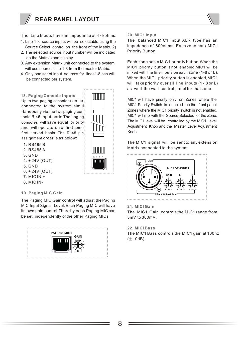 Т³гж 12, Rear panel layout | t&mSystems Project MIX818 User Manual | Page 12 / 17