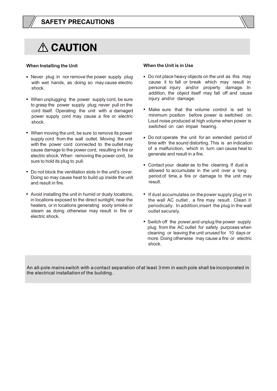 Т³гж 3, Safety precautions | t&mSystems Project MIX818 User Manual | Page 3 / 17