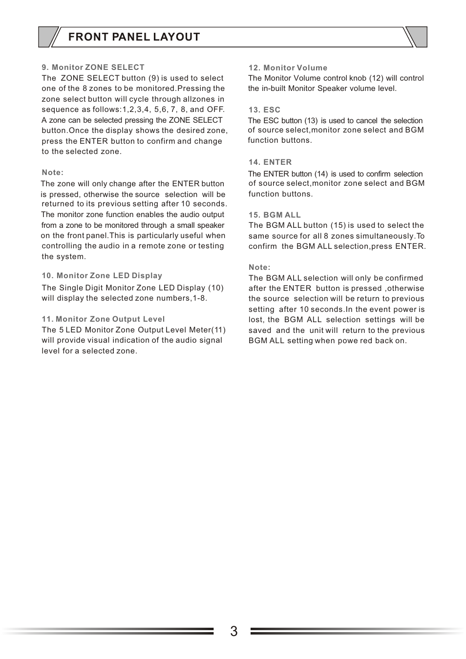 Т³гж 7, Front panel layout | t&mSystems Project MIX818 User Manual | Page 7 / 17