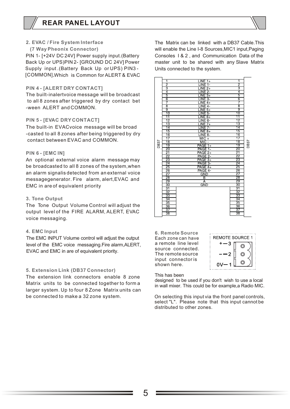 Т³гж 9, Rear panel layout | t&mSystems Project MIX818 User Manual | Page 9 / 17