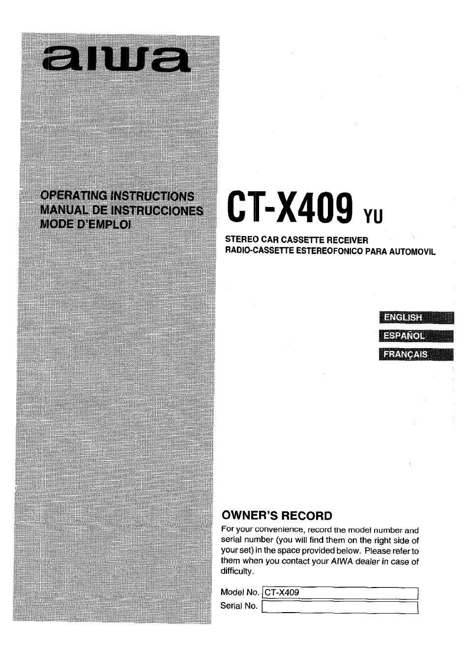 Aiwa CT-X409 User Manual | 44 pages