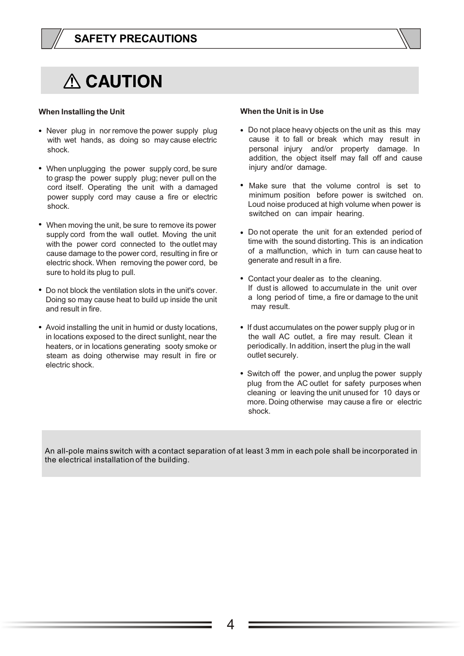 Т³гж 4, Safety precautions | t&mSystems Project PageMic8 User Manual | Page 4 / 11