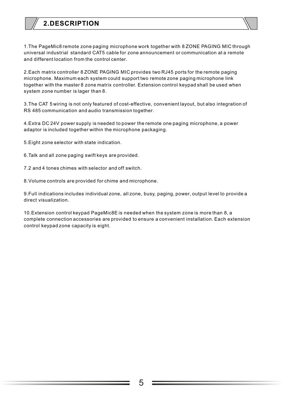 Т³гж 5, Description | t&mSystems Project PageMic8 User Manual | Page 5 / 11