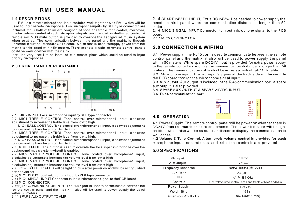 t&mSystems Project RMI User Manual | 1 page