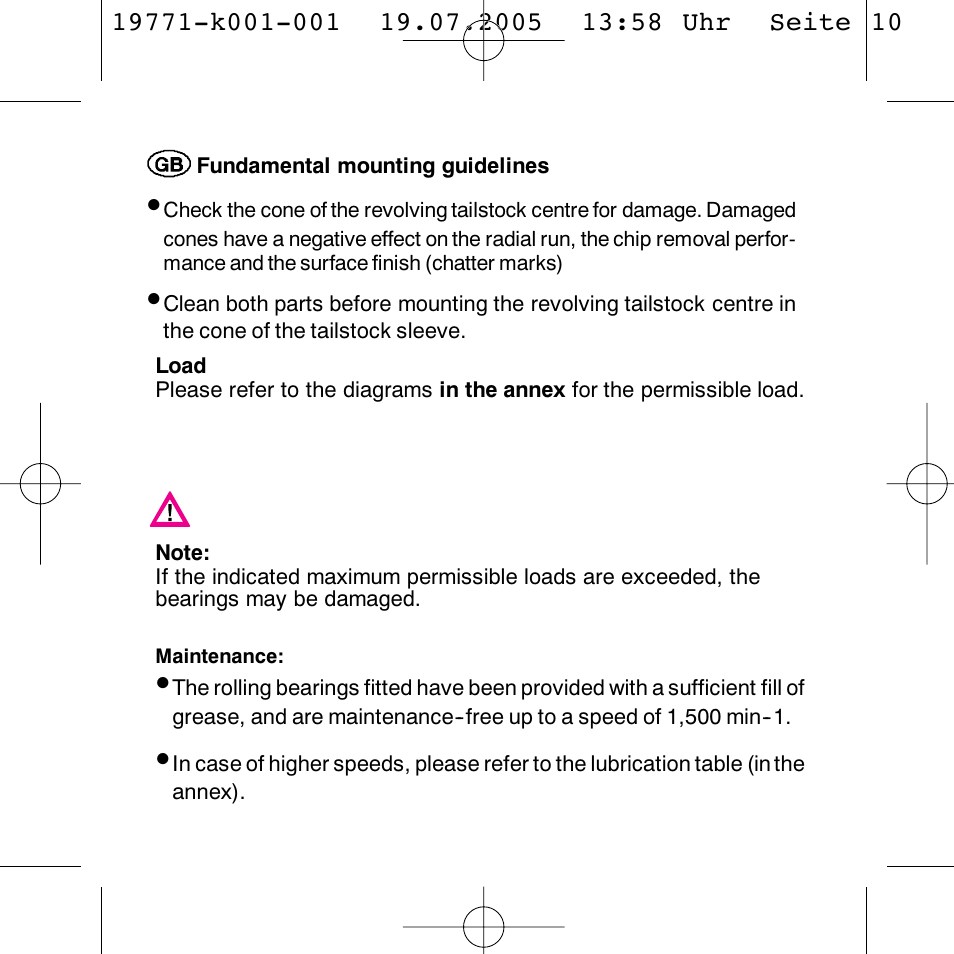 ROHM Revolving tailstock centres User Manual | Page 10 / 48