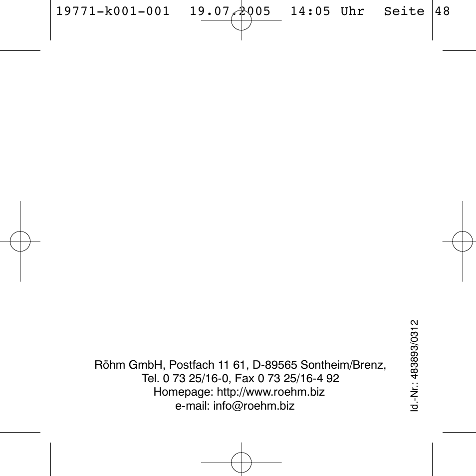 ROHM Revolving tailstock centres User Manual | Page 48 / 48