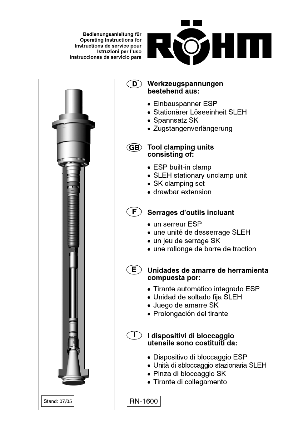 ROHM Tool clamping units User Manual | 40 pages