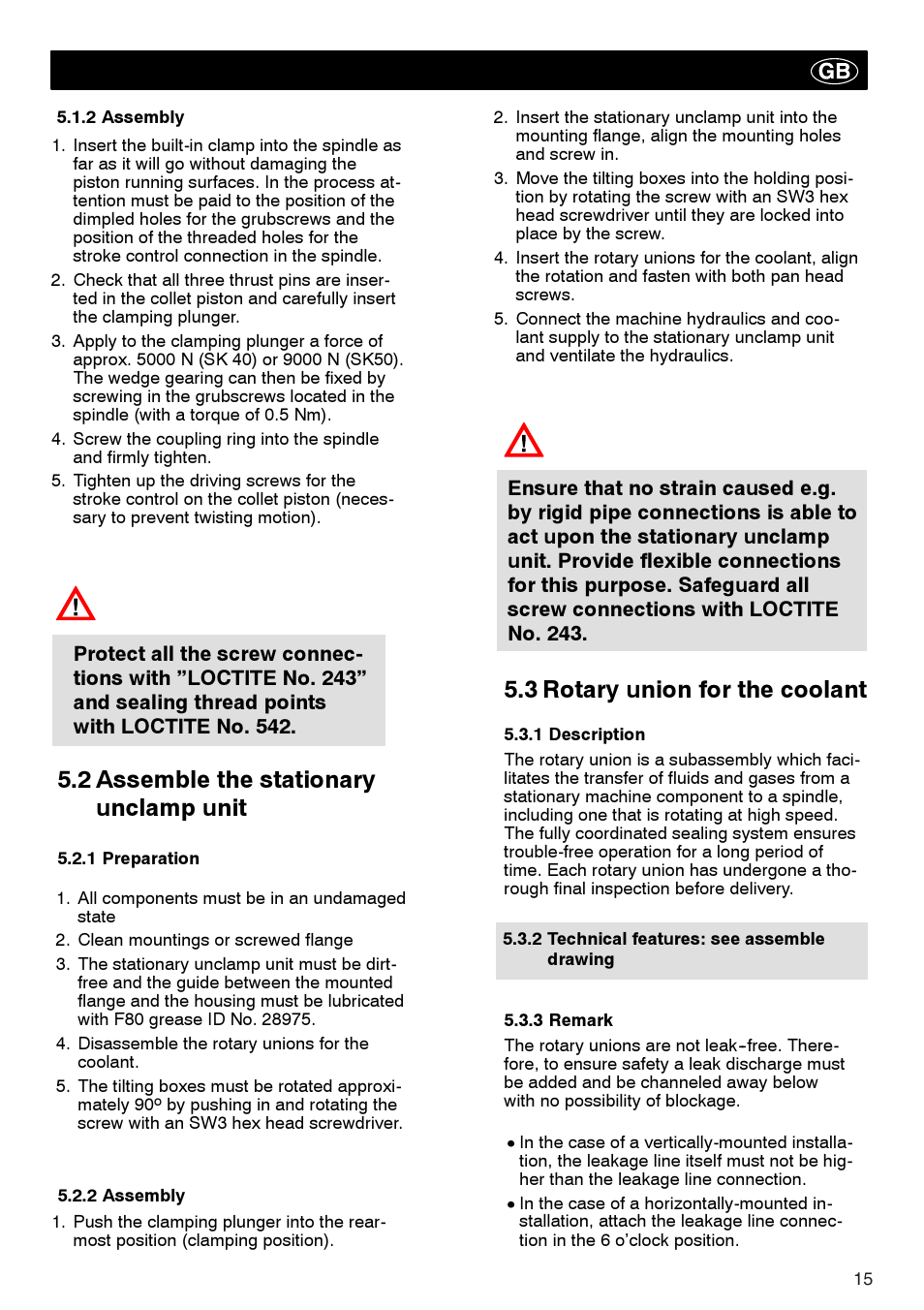 2 assemble the stationary unclamp unit, 3 rotary union for the coolant | ROHM Tool clamping units User Manual | Page 15 / 40