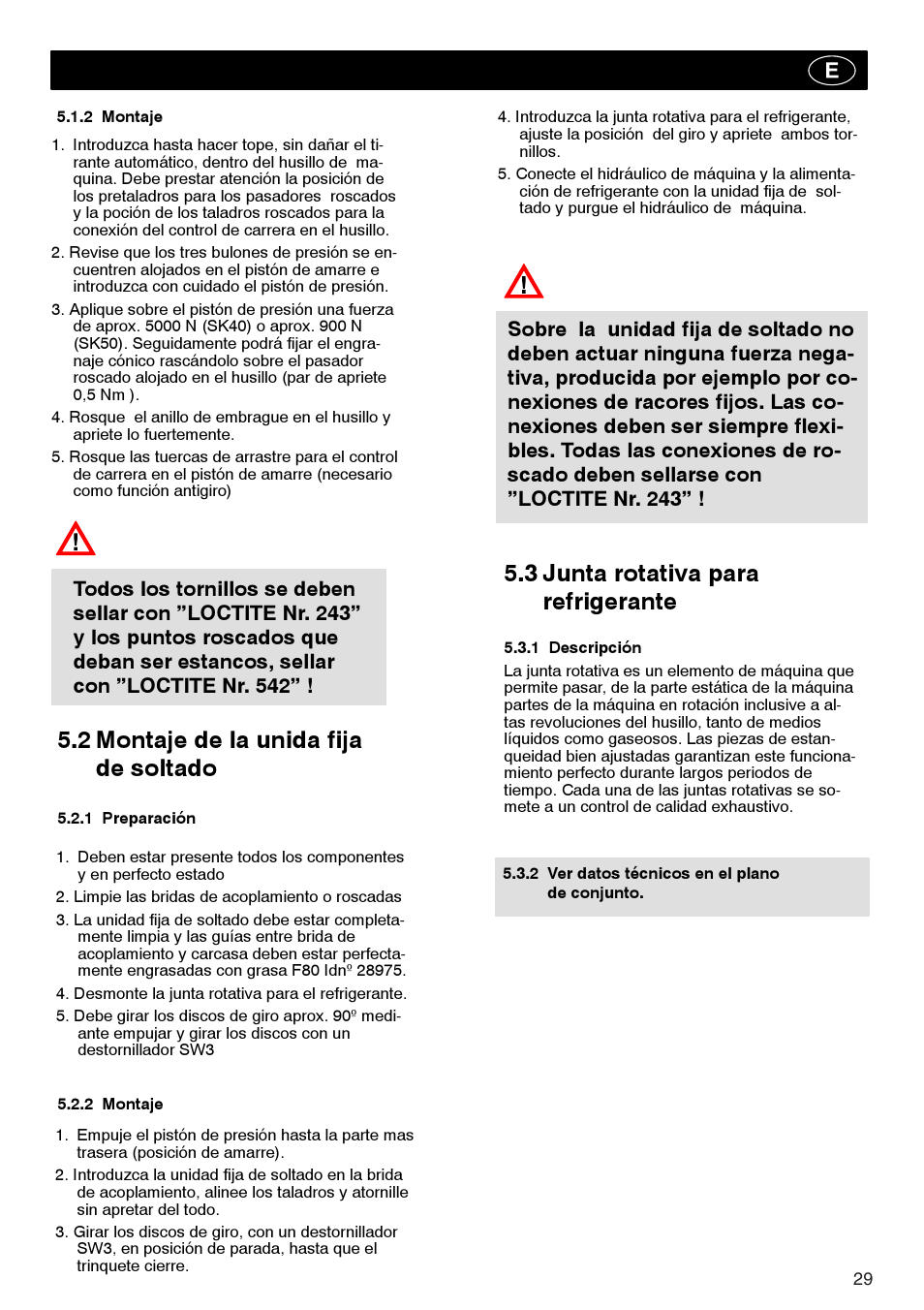 2 montaje de la unida fija de soltado, 3 junta rotativa para refrigerante | ROHM Tool clamping units User Manual | Page 29 / 40