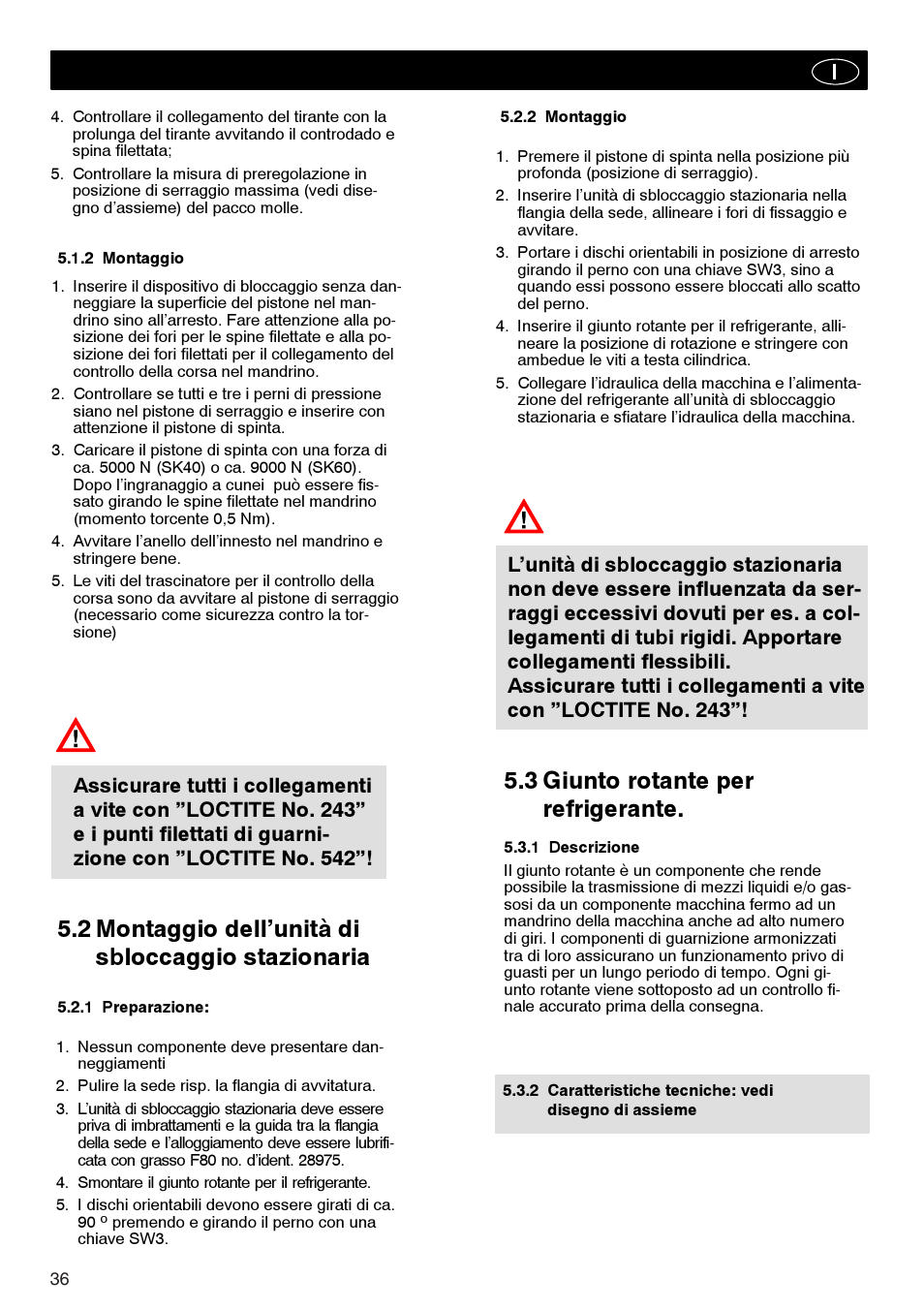 2 montaggio dell’unità di sbloccaggio stazionaria, 3 giunto rotante per refrigerante | ROHM Tool clamping units User Manual | Page 36 / 40