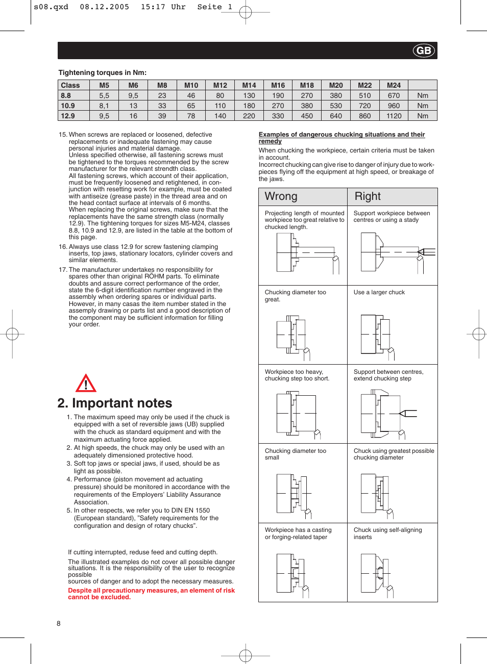 Wrong right | ROHM ZFM - Power-operated draw bar chucks User Manual | Page 8 / 20