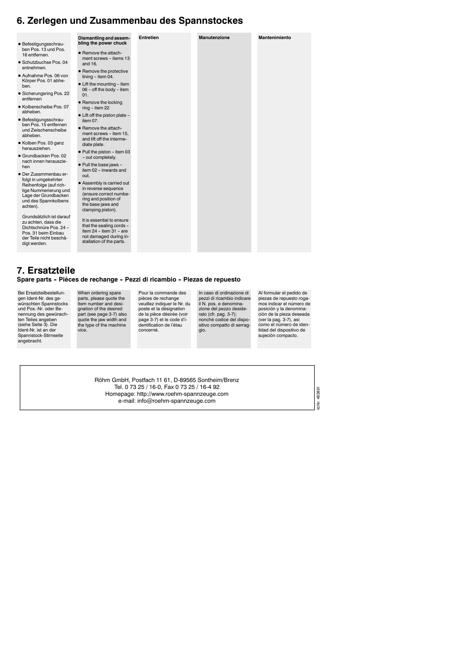 ROHM SSP / SSH - Stationary power chucks User Manual | Page 8 / 8