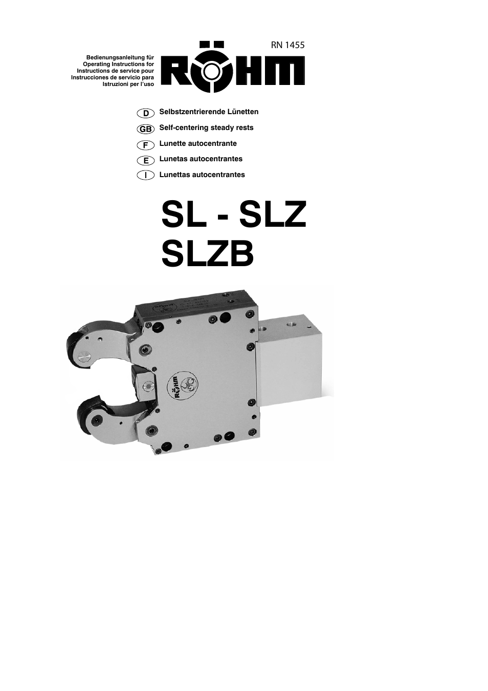 ROHM SLZ / SLZB - self-centering steady rests User Manual | 12 pages