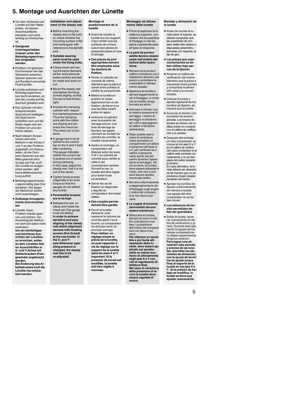 Montage und ausrichten der lünette | ROHM SLZ / SLZB - self-centering steady rests User Manual | Page 5 / 12