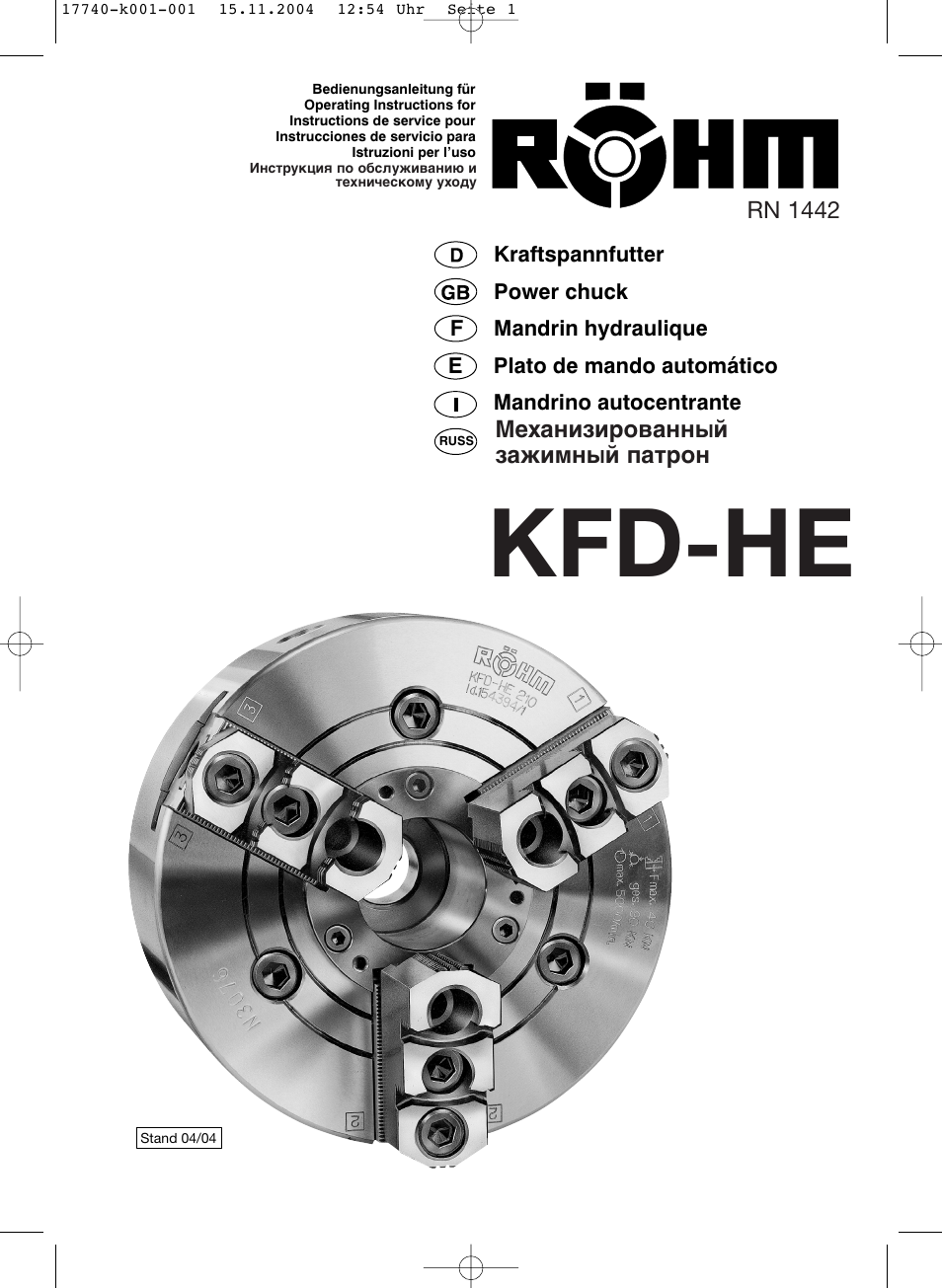 ROHM KFD-HE - Power chucks with through-hole User Manual | 47 pages