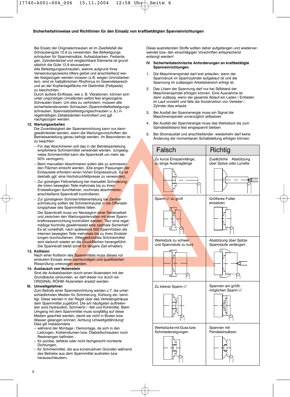 Falsch richtig | ROHM KFD-HE - Power chucks with through-hole User Manual | Page 6 / 47