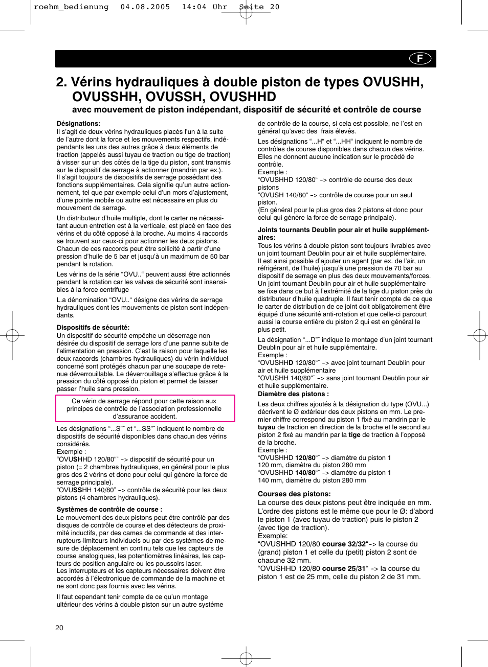 ROHM OVUSHH - hydraulic operated duble piston cylinders User Manual | Page 20 / 40