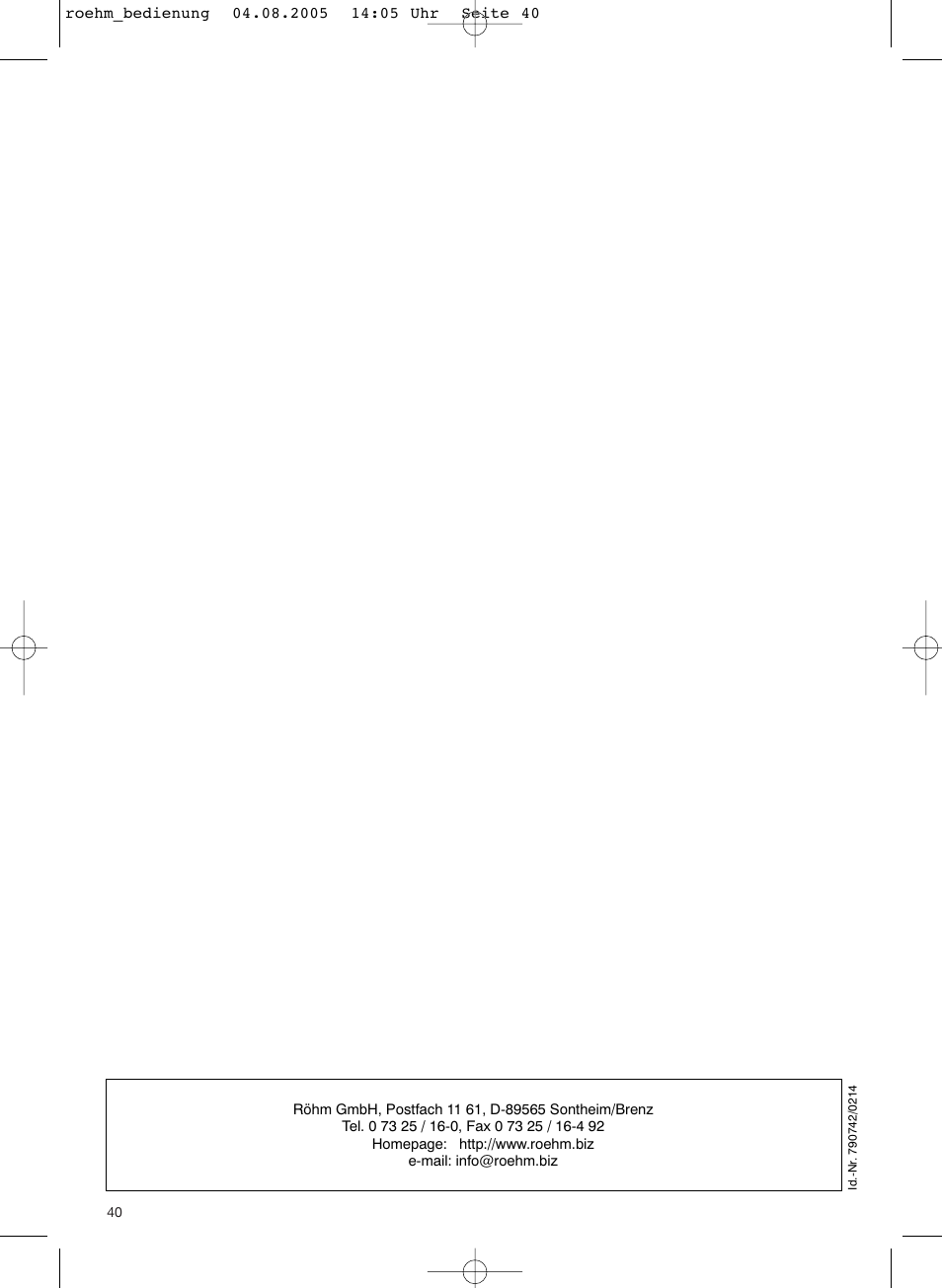 ROHM OVUSHH - hydraulic operated duble piston cylinders User Manual | Page 40 / 40