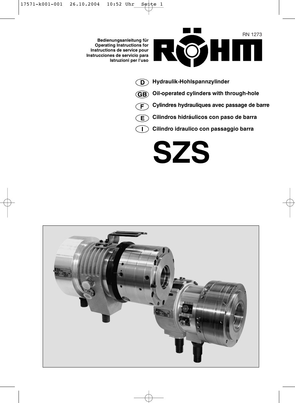 ROHM SZS - oil-operated cylinders User Manual | 24 pages