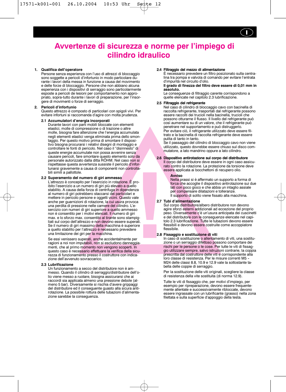 ROHM SZS - oil-operated cylinders User Manual | Page 12 / 24