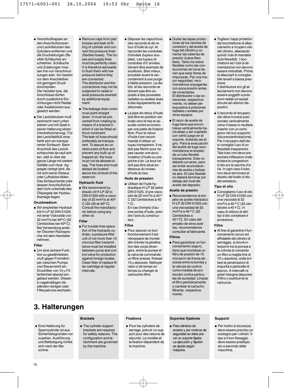 Halterungen | ROHM SZS - oil-operated cylinders User Manual | Page 16 / 24