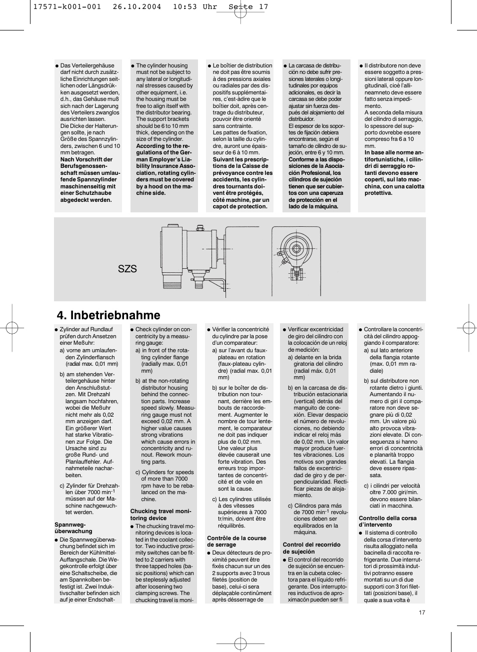 Inbetriebnahme | ROHM SZS - oil-operated cylinders User Manual | Page 17 / 24
