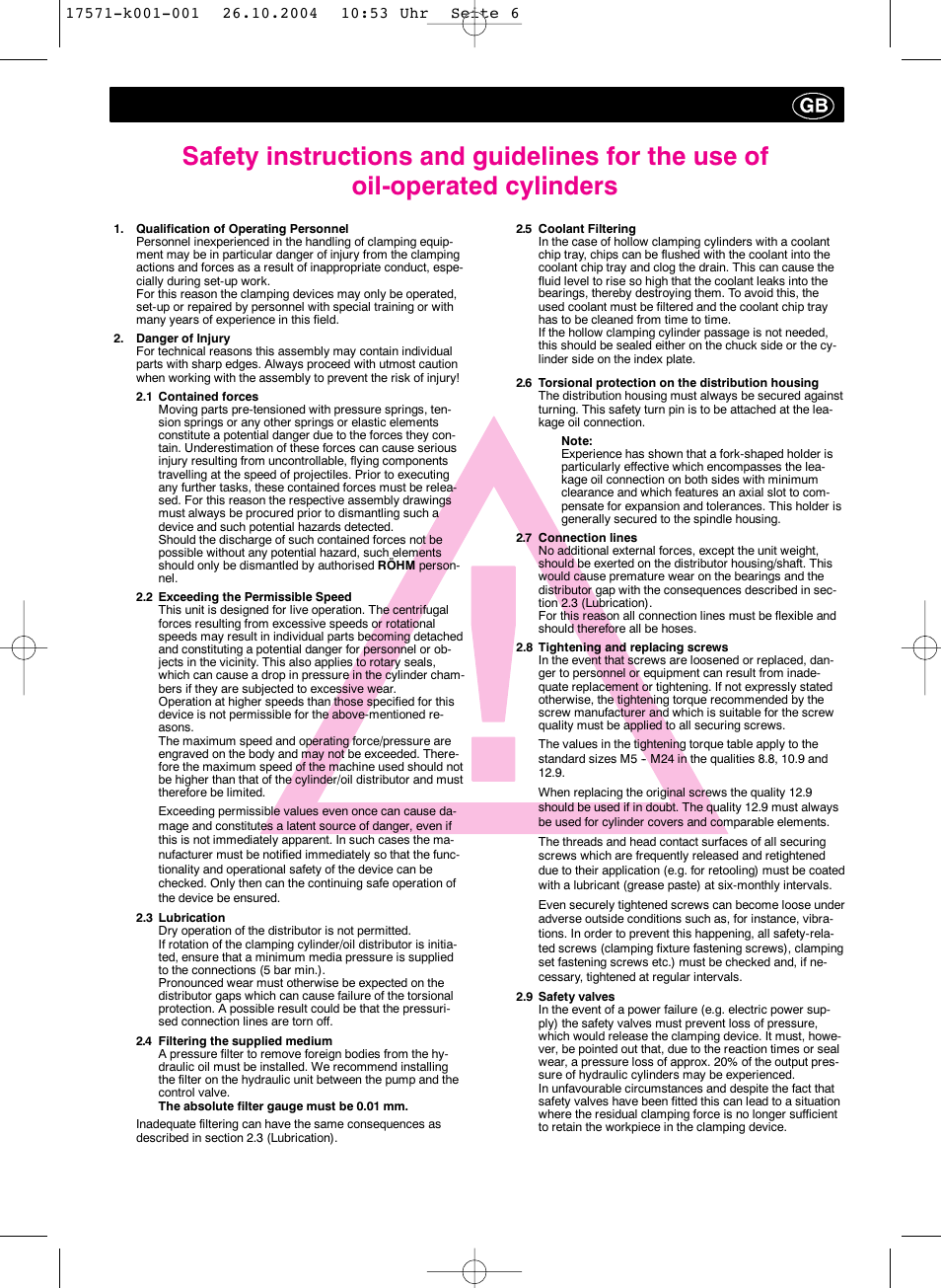 ROHM SZS - oil-operated cylinders User Manual | Page 6 / 24
