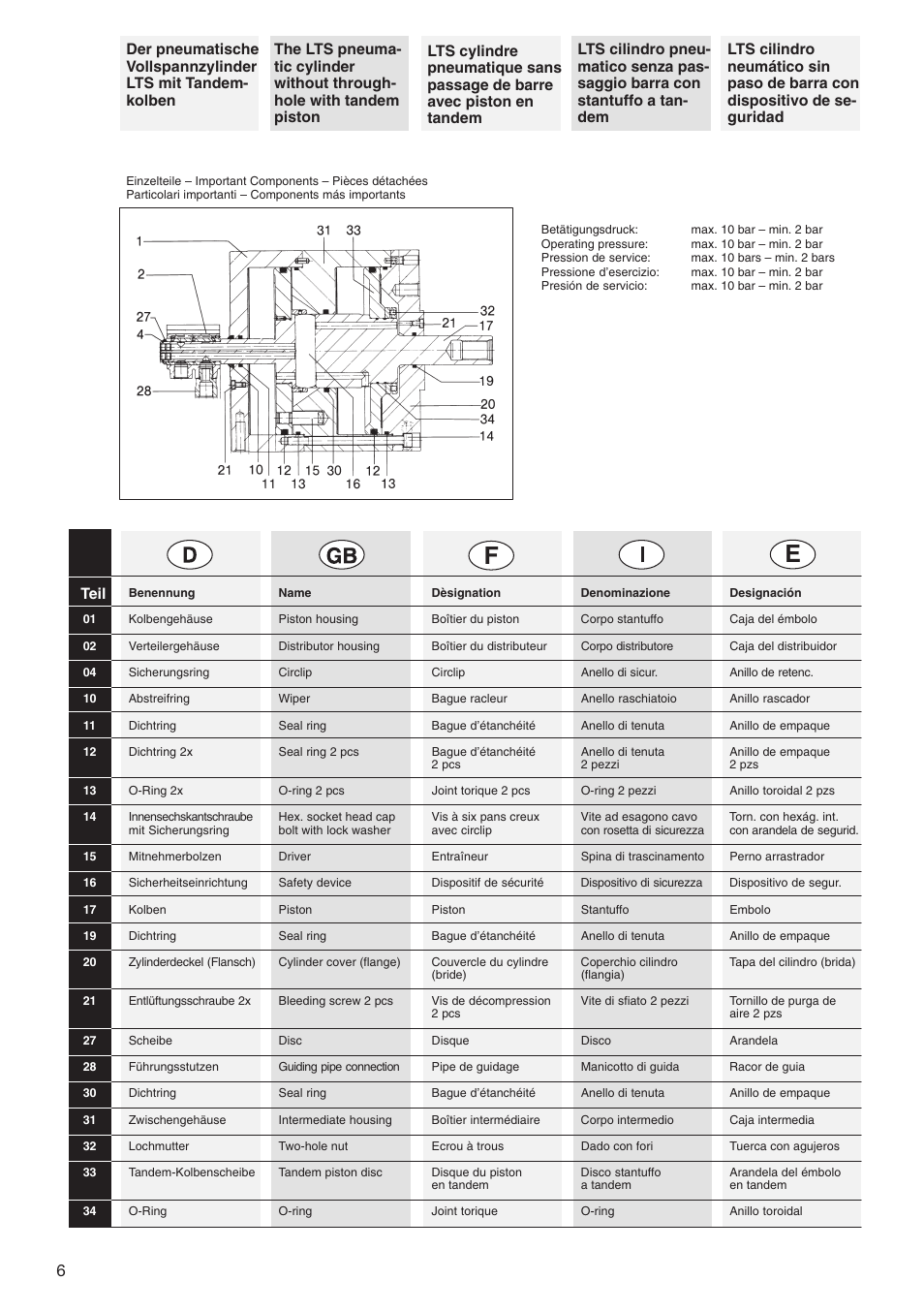 ROHM LVS / LV / LT / LTS - Air-actuating cylinders User Manual | Page 6 / 28