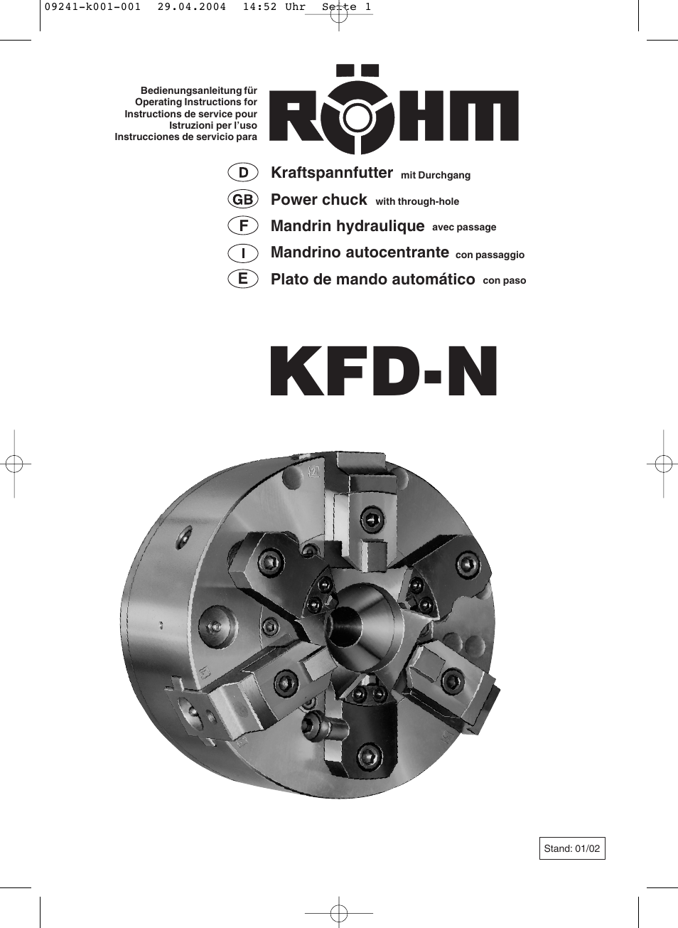 ROHM KFD-N - Draw-down power chucks User Manual | 30 pages