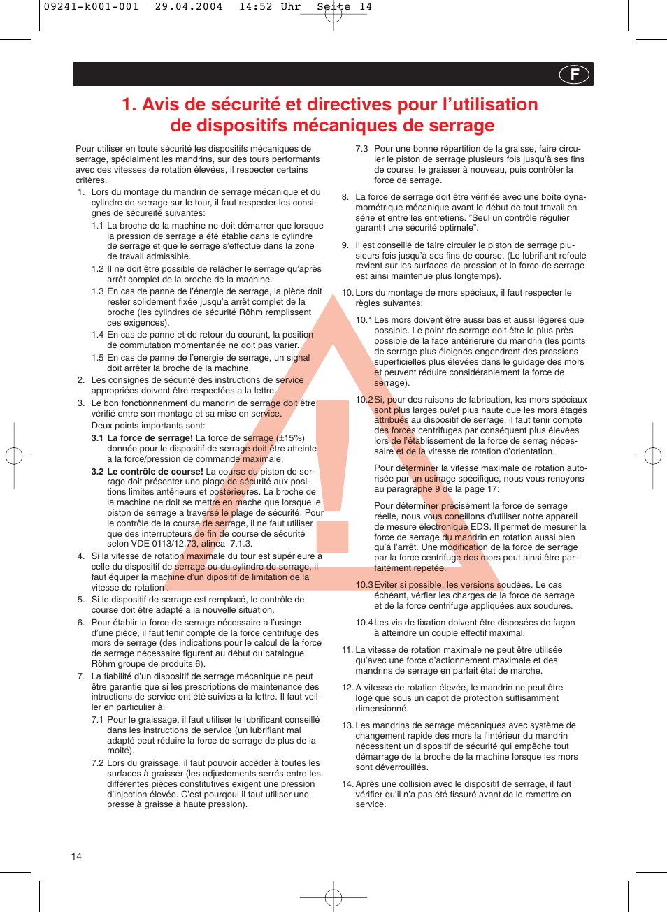 ROHM KFD-N - Draw-down power chucks User Manual | Page 14 / 30