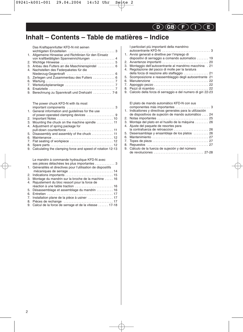 ROHM KFD-N - Draw-down power chucks User Manual | Page 2 / 30
