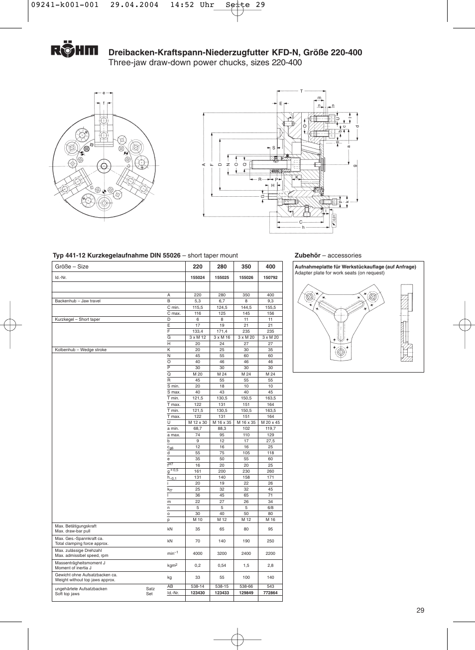 Zubehör – accessories | ROHM KFD-N - Draw-down power chucks User Manual | Page 29 / 30